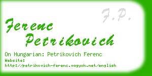 ferenc petrikovich business card